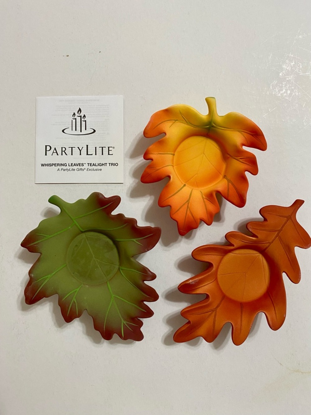 PartyLite Whispering Leaves Trio Tealight Holders - New in Box